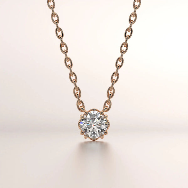 pendant solitaire diamond rose gold 18k front