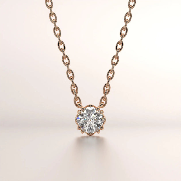pendant solitaire diamond rose gold 18k front
