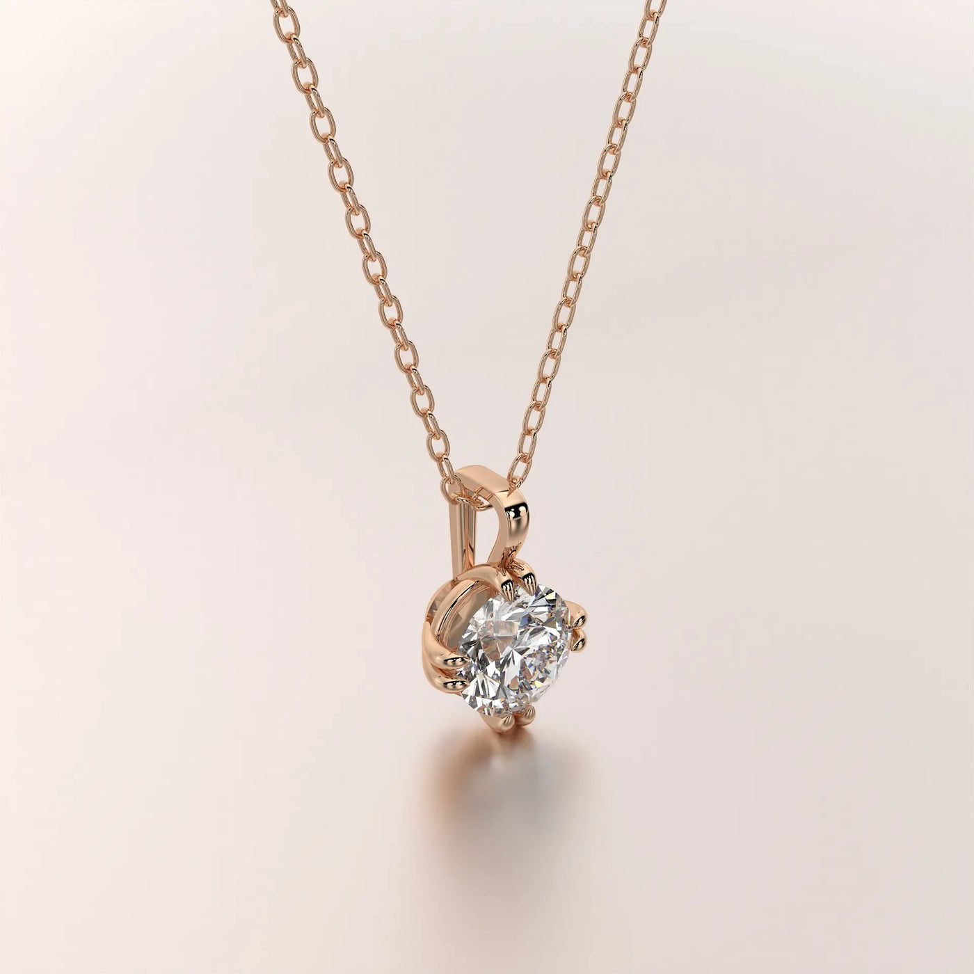 pendant solitaire diamond rose gold 18k front