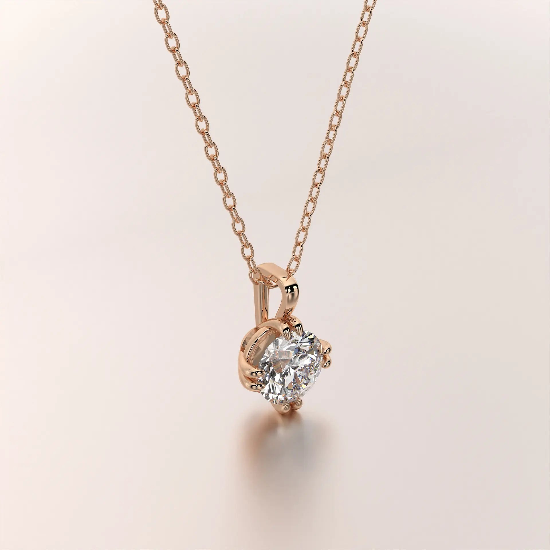 pendant solitaire diamond rose gold 18k front