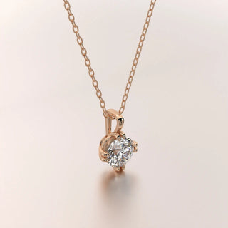 pendant solitaire diamond rose gold 18k front