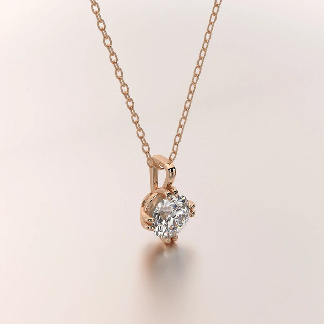 pendant solitaire diamond rose gold 18k front