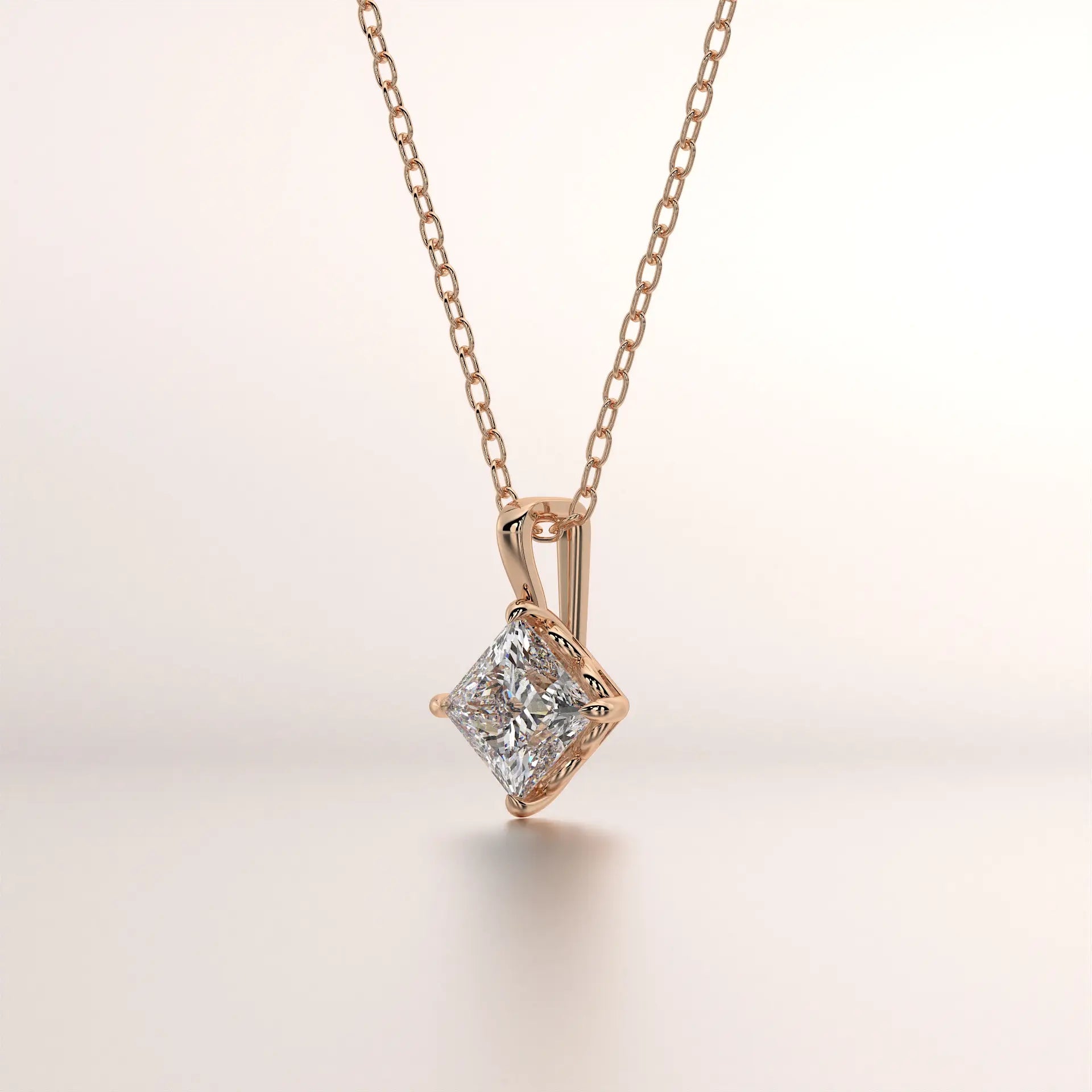 pendant solitaire diamond rose gold 18k front