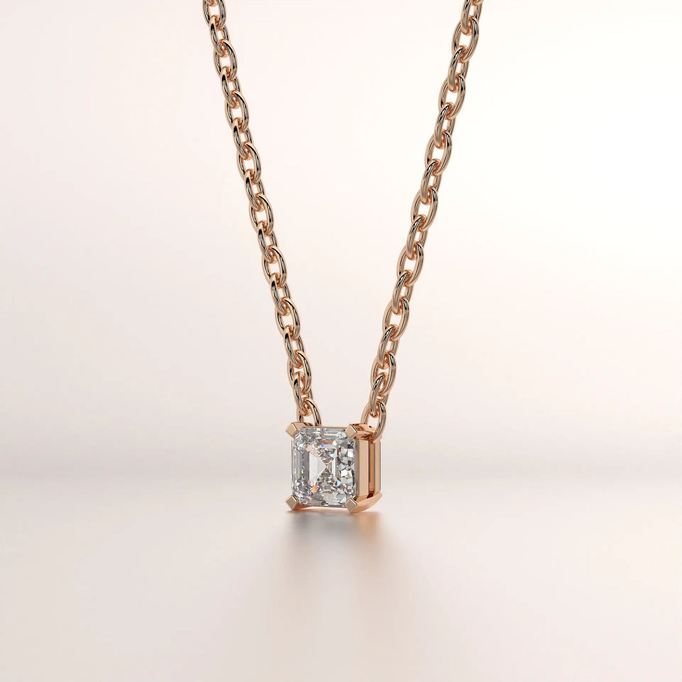 pendant solitaire diamond rose gold 18k front
