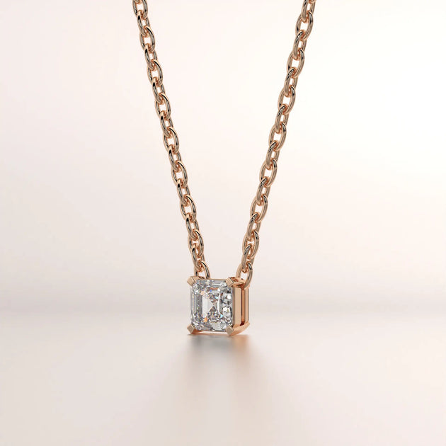 pendant solitaire diamond rose gold 18k front