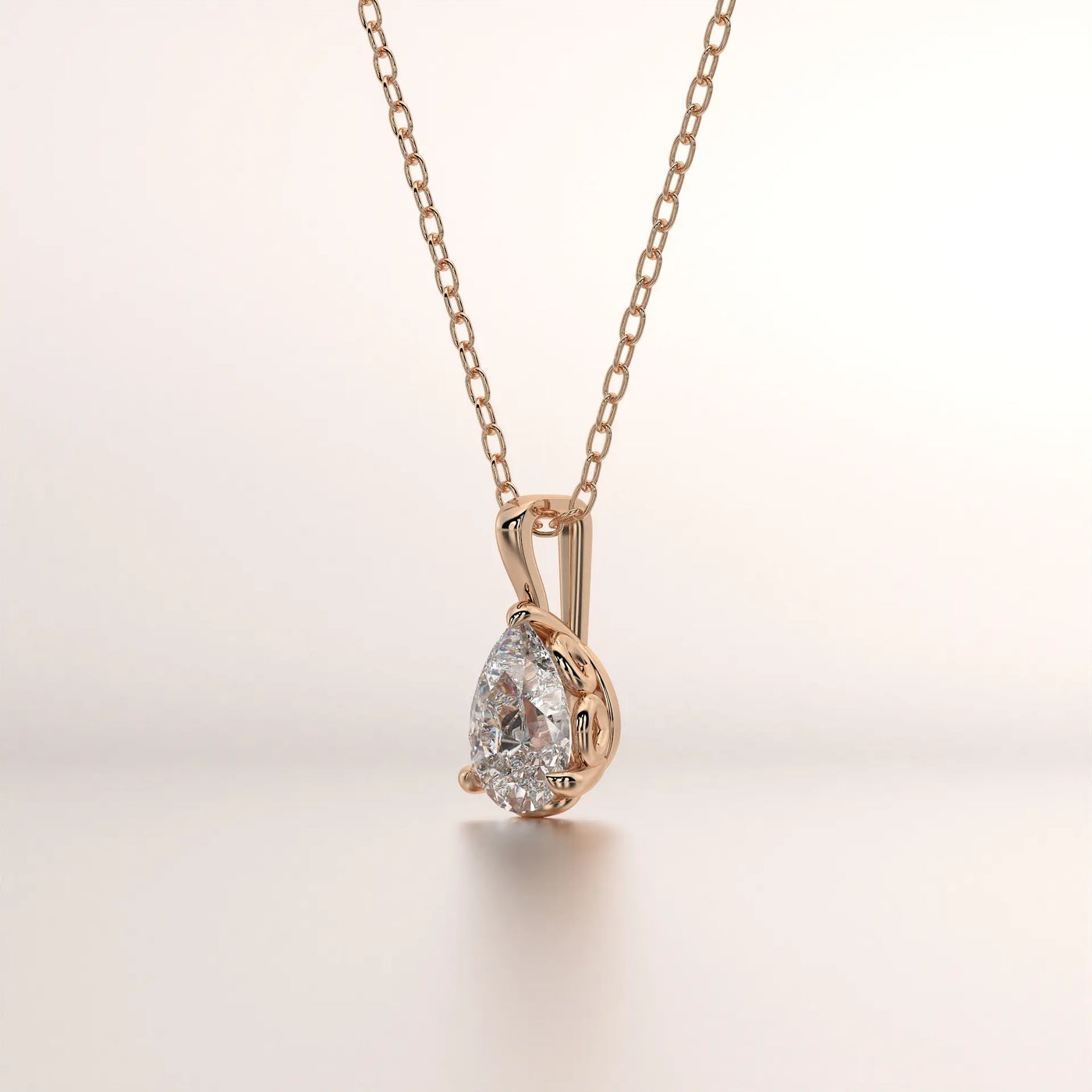 pendant solitaire diamond rose gold 18k front