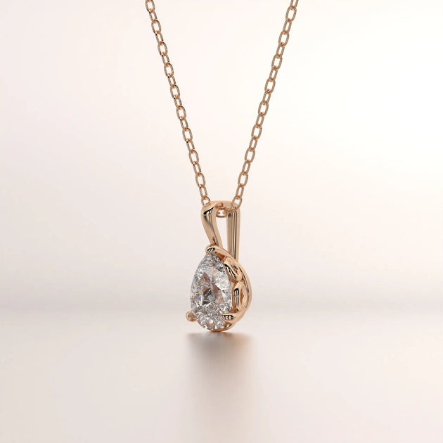 pendant solitaire diamond rose gold 18k front