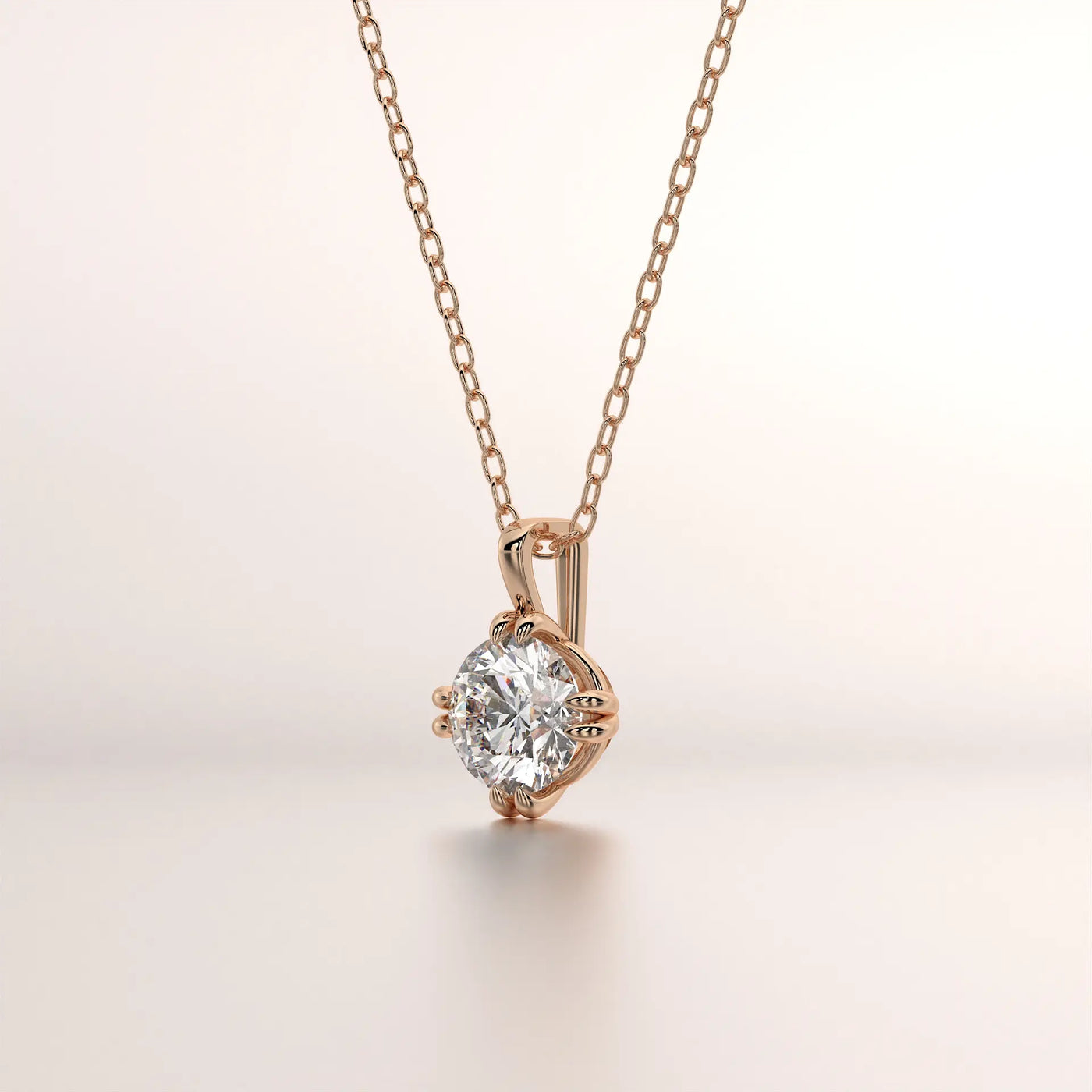 pendant solitaire diamond rose gold 18k front