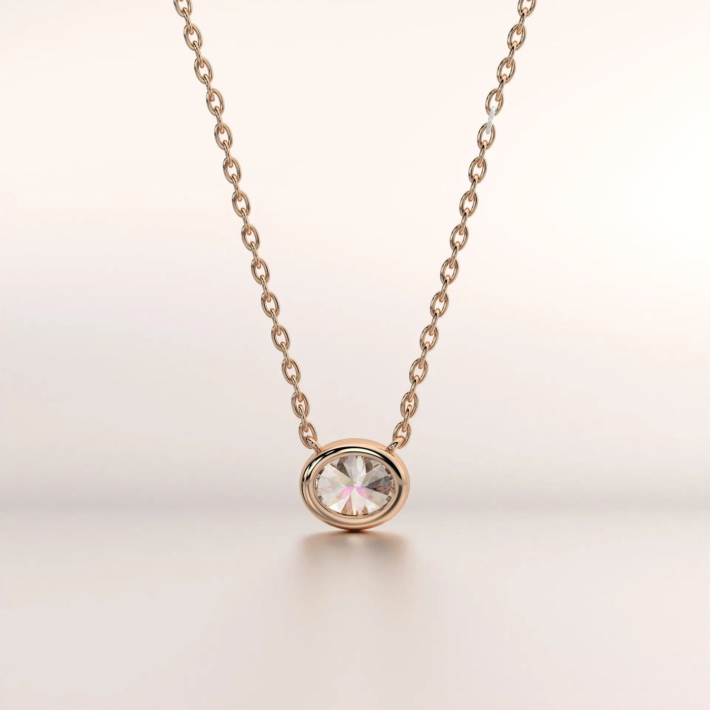 pendant solitaire diamond rose gold 18k front
