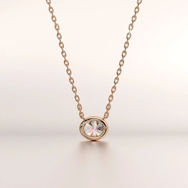 pendant solitaire diamond rose gold 18k front