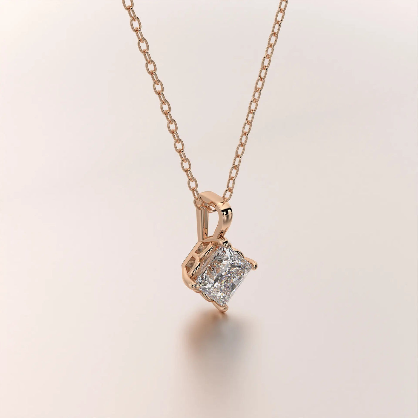 pendant solitaire diamond rose gold 18k front