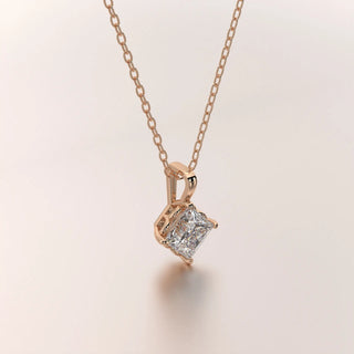 pendant solitaire diamond rose gold 18k front
