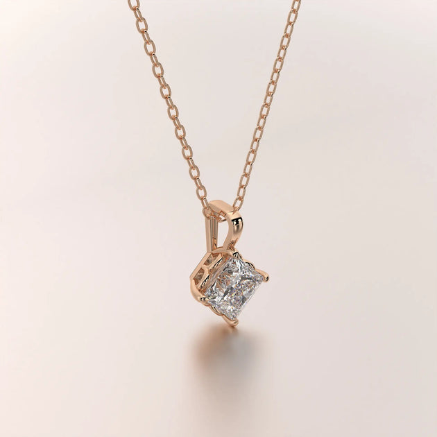pendant solitaire diamond rose gold 18k front