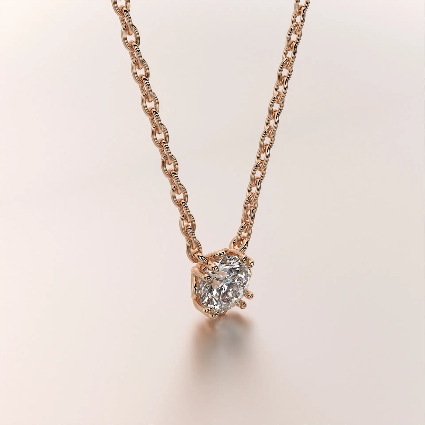 pendant solitaire diamond rose gold 18k front