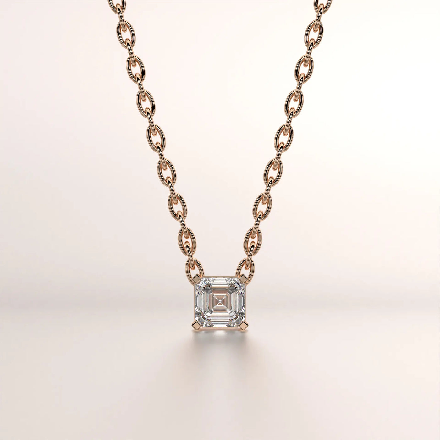 pendant solitaire diamond rose gold 18k front