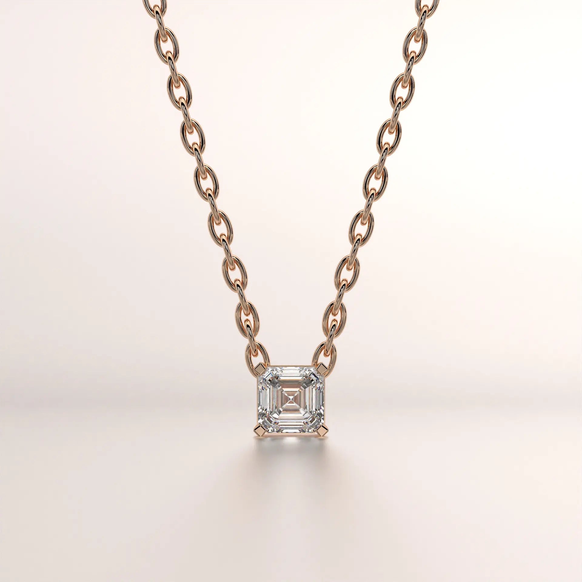 pendant solitaire diamond rose gold 18k front