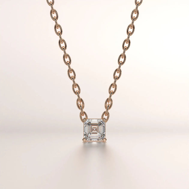 pendant solitaire diamond rose gold 18k front