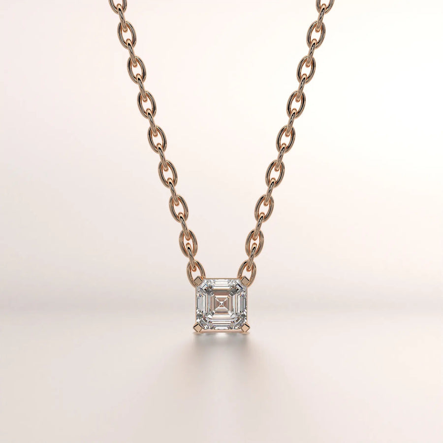 pendant solitaire diamond rose gold 18k front
