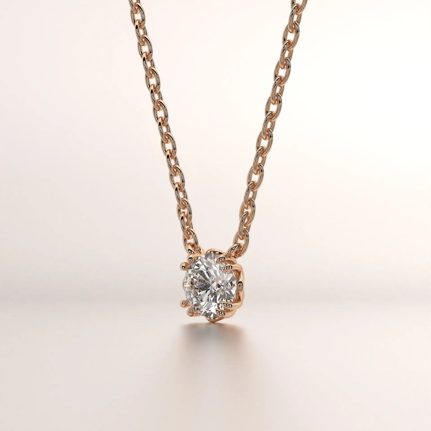 pendant solitaire diamond rose gold 18k front