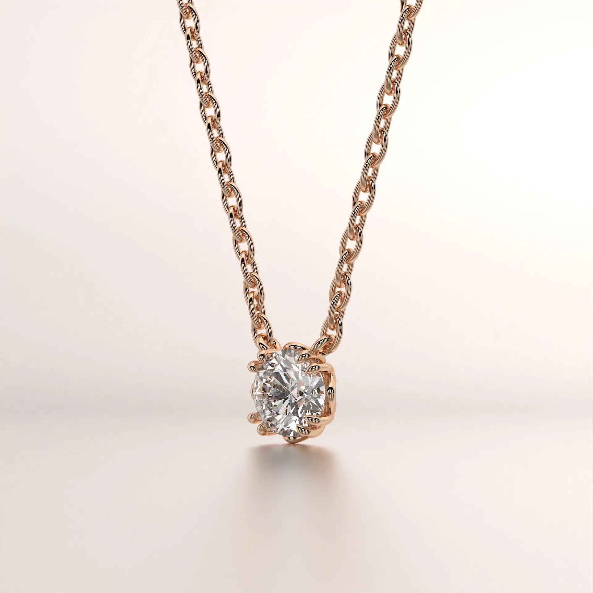 pendant solitaire diamond rose gold 18k front