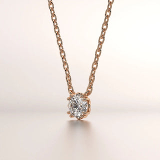 pendant solitaire diamond rose gold 18k front