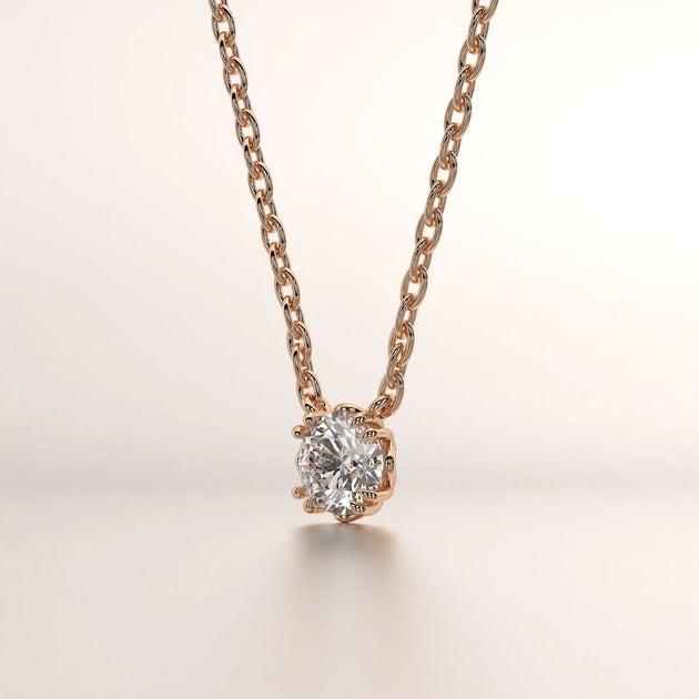 pendant solitaire diamond rose gold 18k front