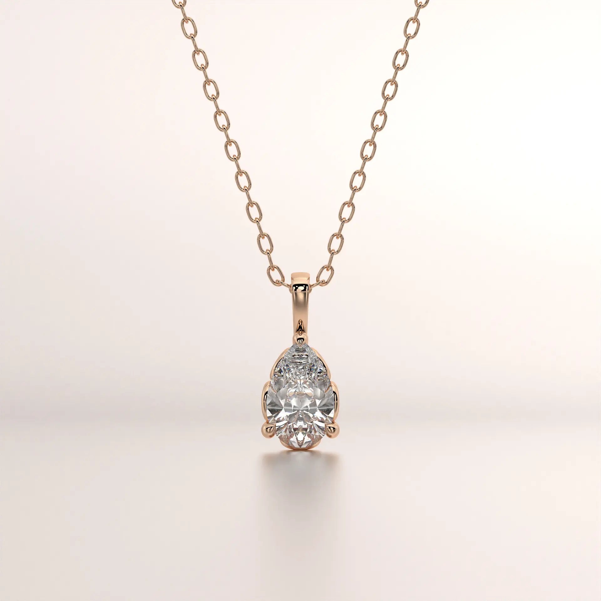 pendant solitaire diamond rose gold 18k front