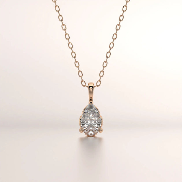 pendant solitaire diamond rose gold 18k front