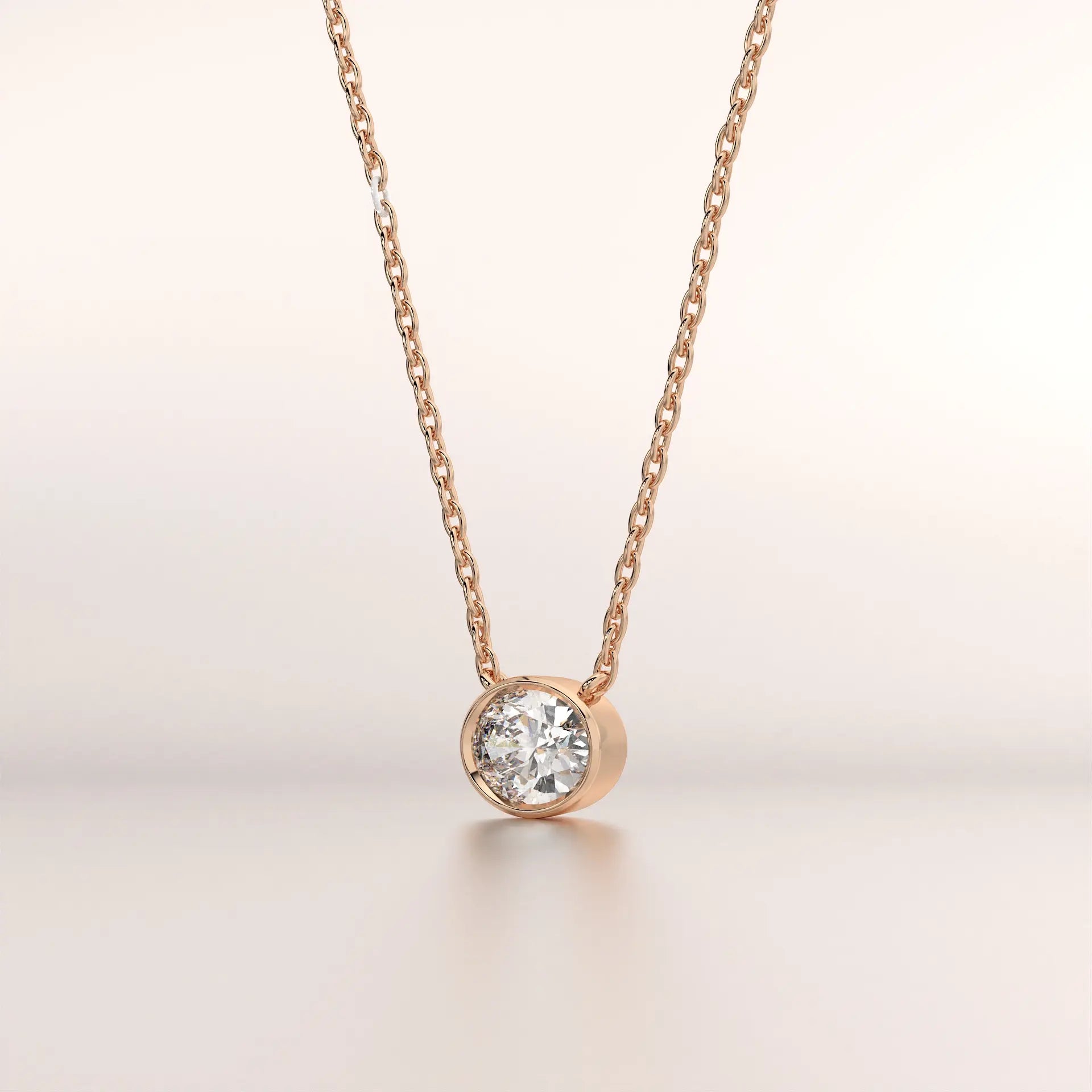 pendant solitaire diamond rose gold 18k front