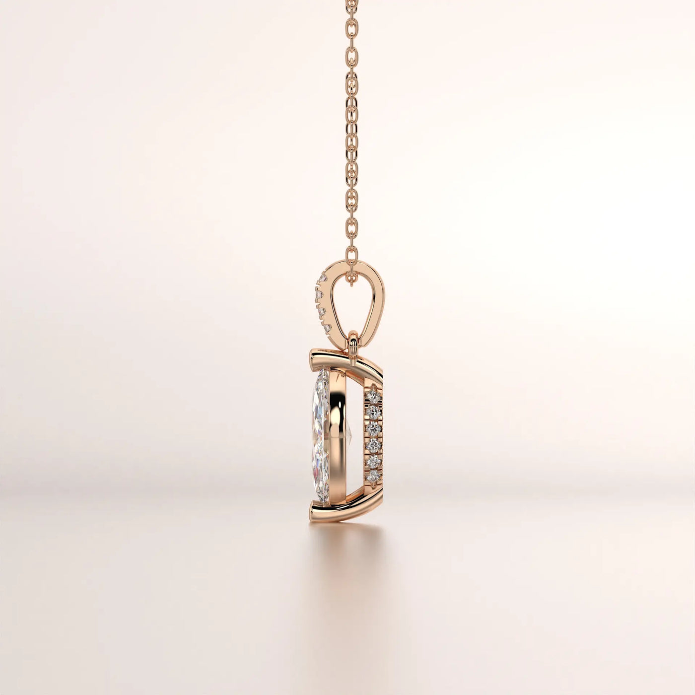 pendant solitaire diamond rose gold 18k profile