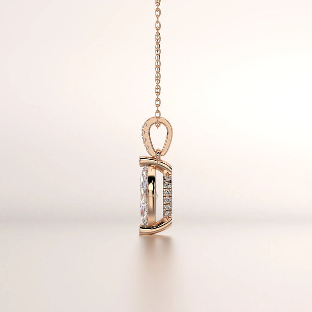 pendant solitaire diamond rose gold 18k profile
