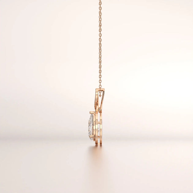 pendant solitaire diamond rose gold 18k side profile