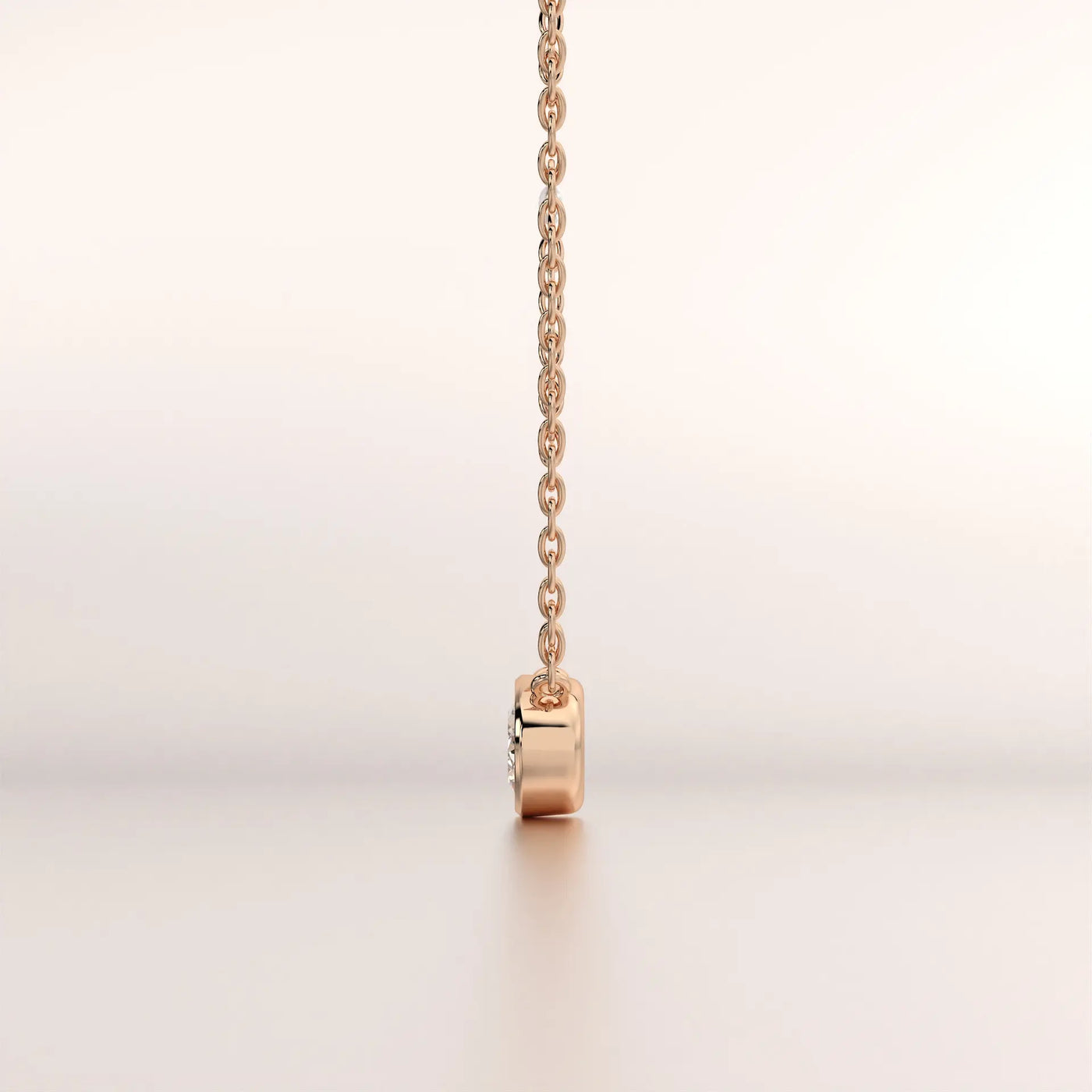 pendant solitaire diamond rose gold 18k side profile