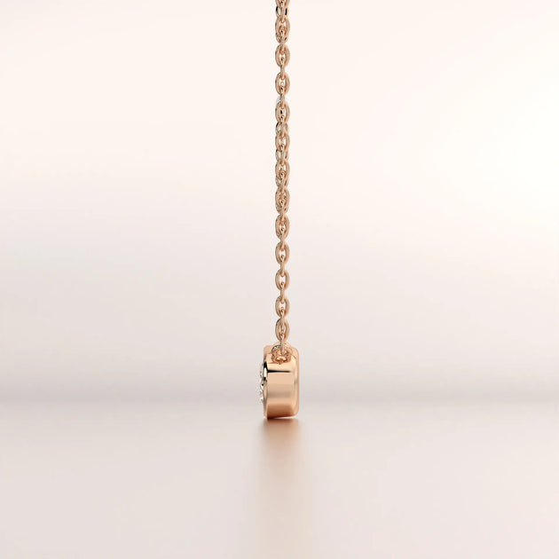 pendant solitaire diamond rose gold 18k side profile