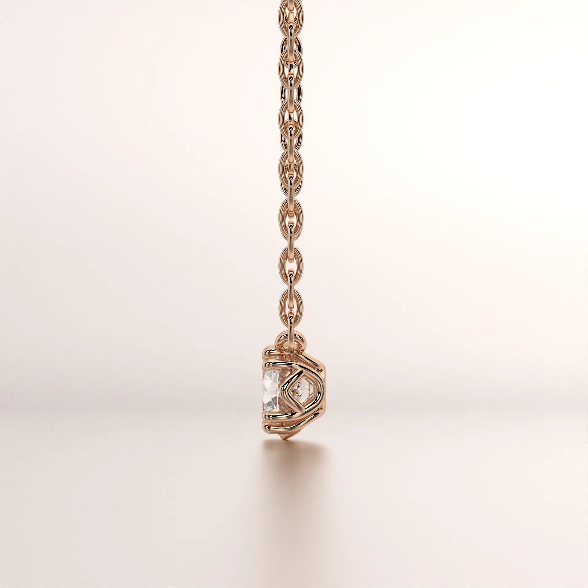 pendant solitaire diamond rose gold 18k side profile