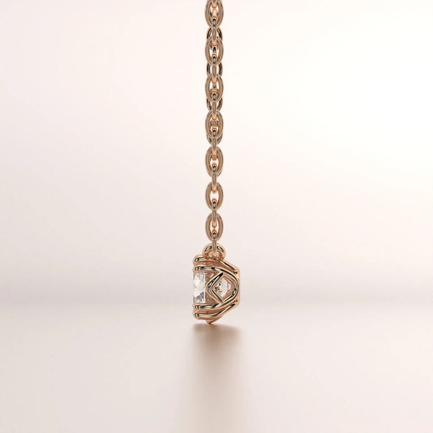 pendant solitaire diamond rose gold 18k side profile