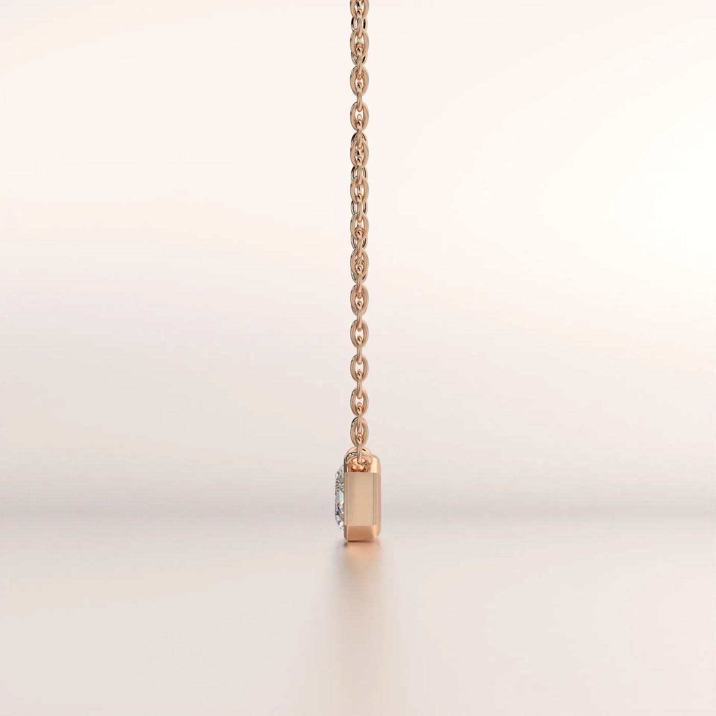 pendant solitaire diamond rose gold 18k side profile