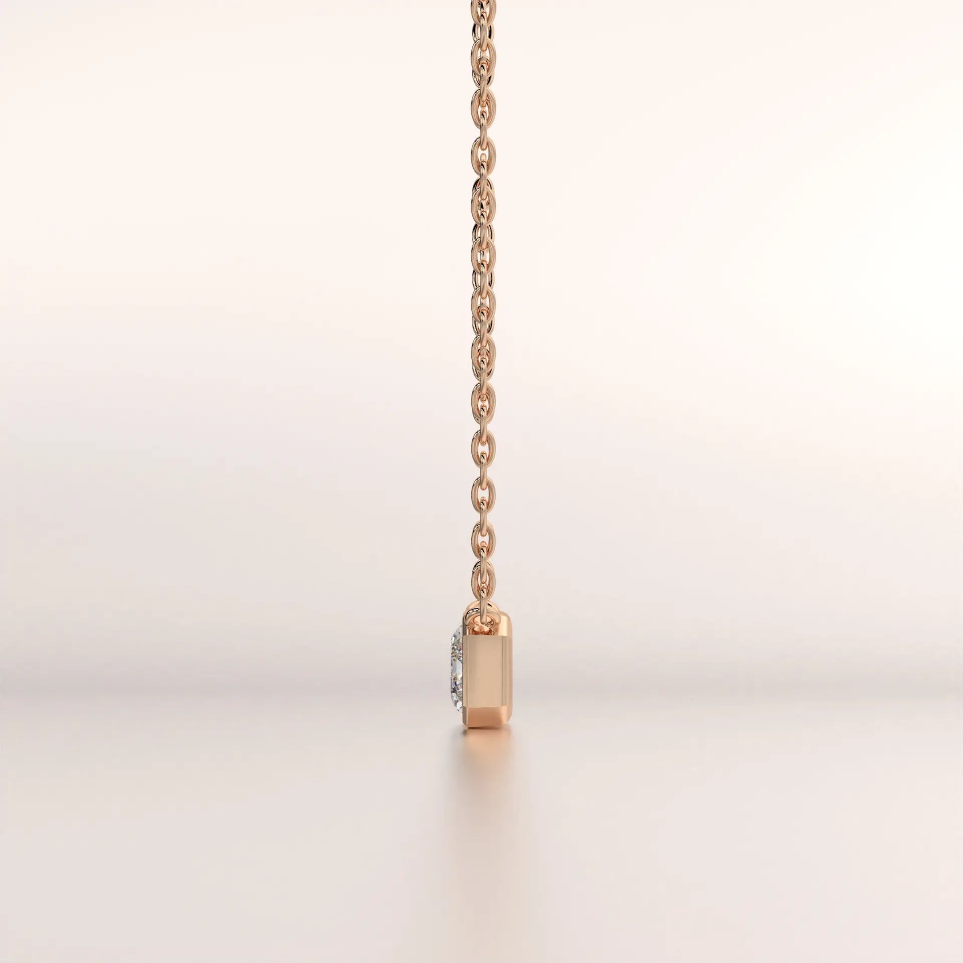 pendant solitaire diamond rose gold 18k side profile