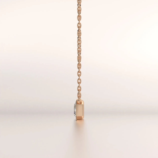 pendant solitaire diamond rose gold 18k side profile