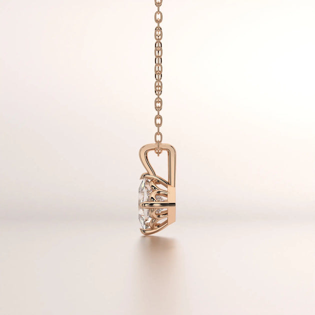 pendant solitaire diamond rose gold 18k side profile