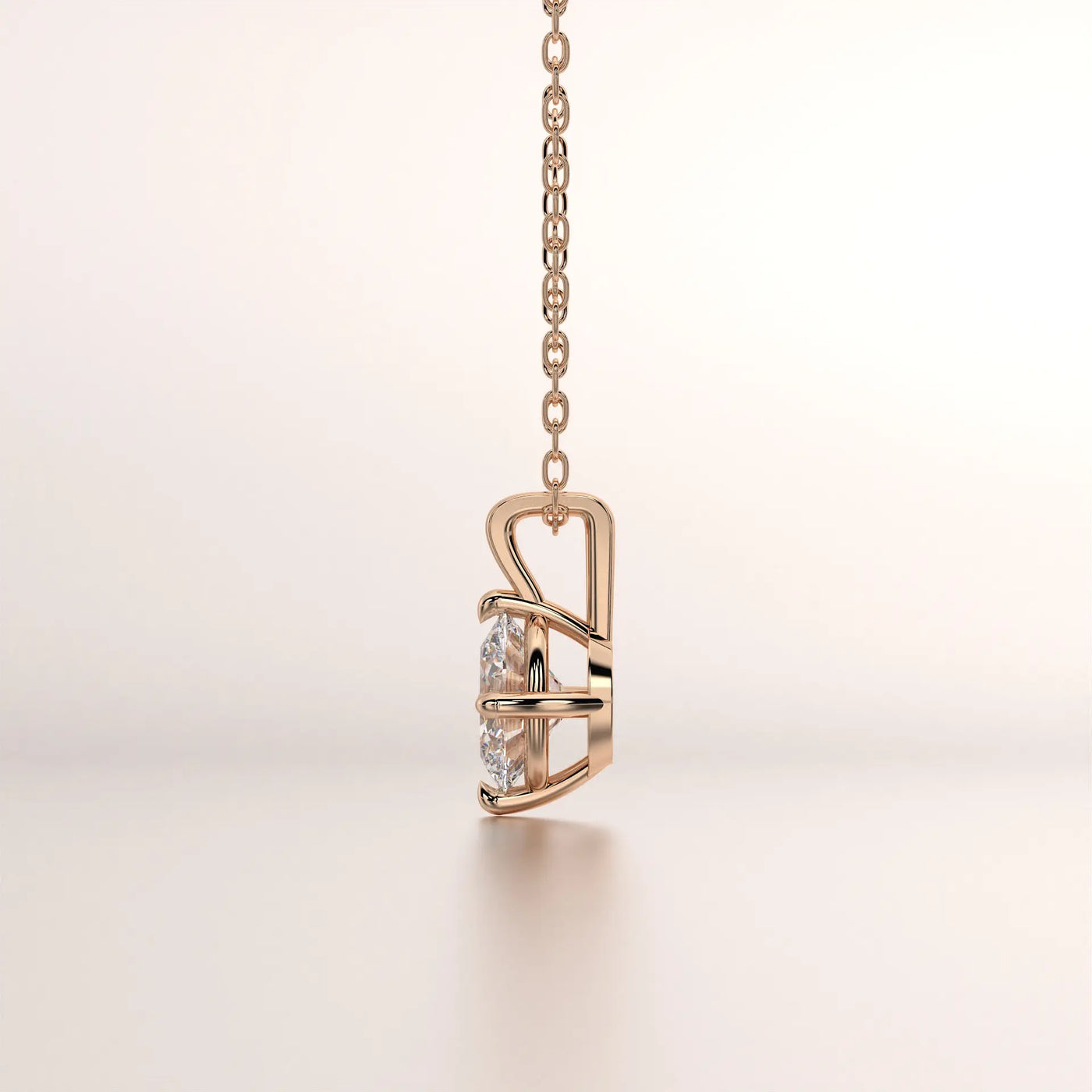 pendant solitaire diamond rose gold 18k side profile