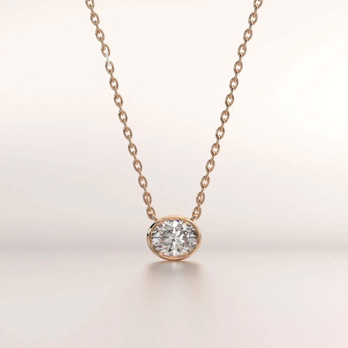 pendant solitaire diamond rose gold base front
