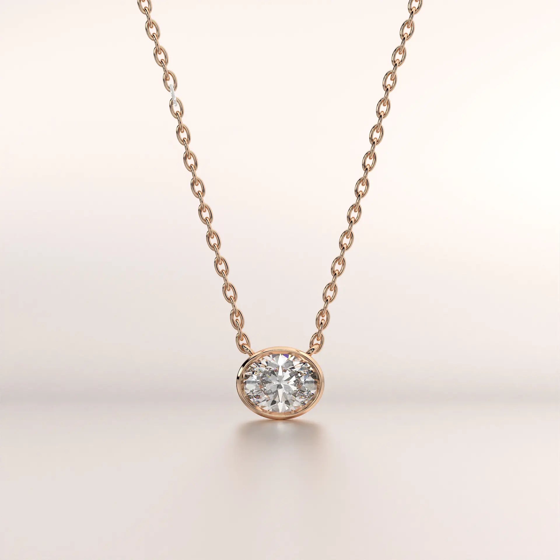 pendant solitaire diamond rose gold base front