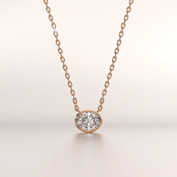 pendant solitaire diamond rose gold base front