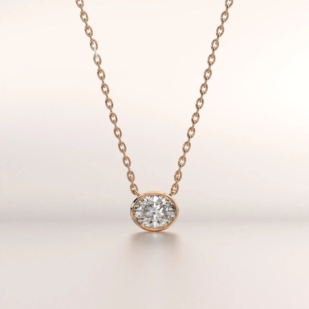 pendant solitaire diamond rose gold base front