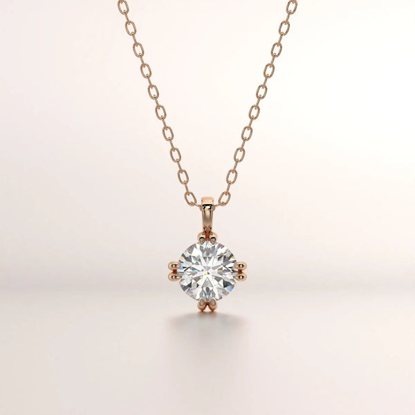 pendant solitaire diamond rose gold base front