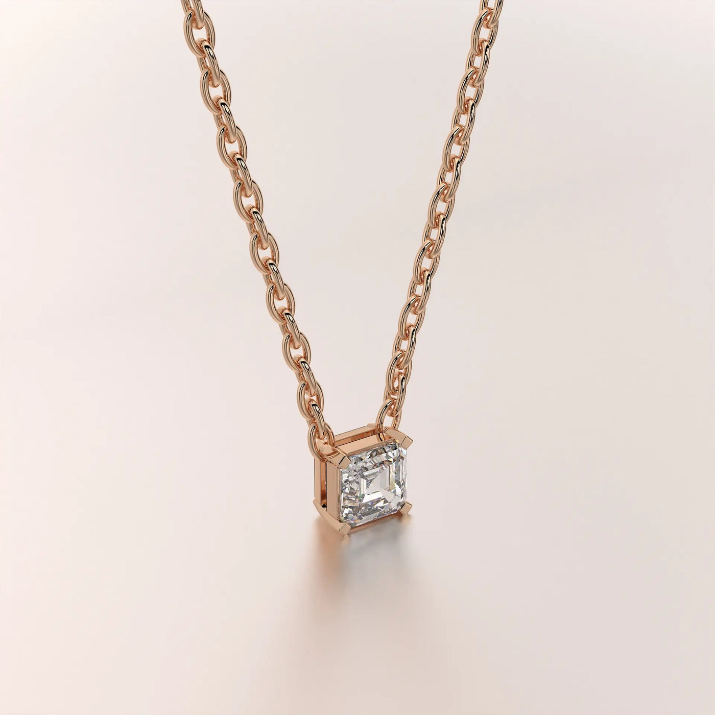 pendant solitaire diamond rose gold base front