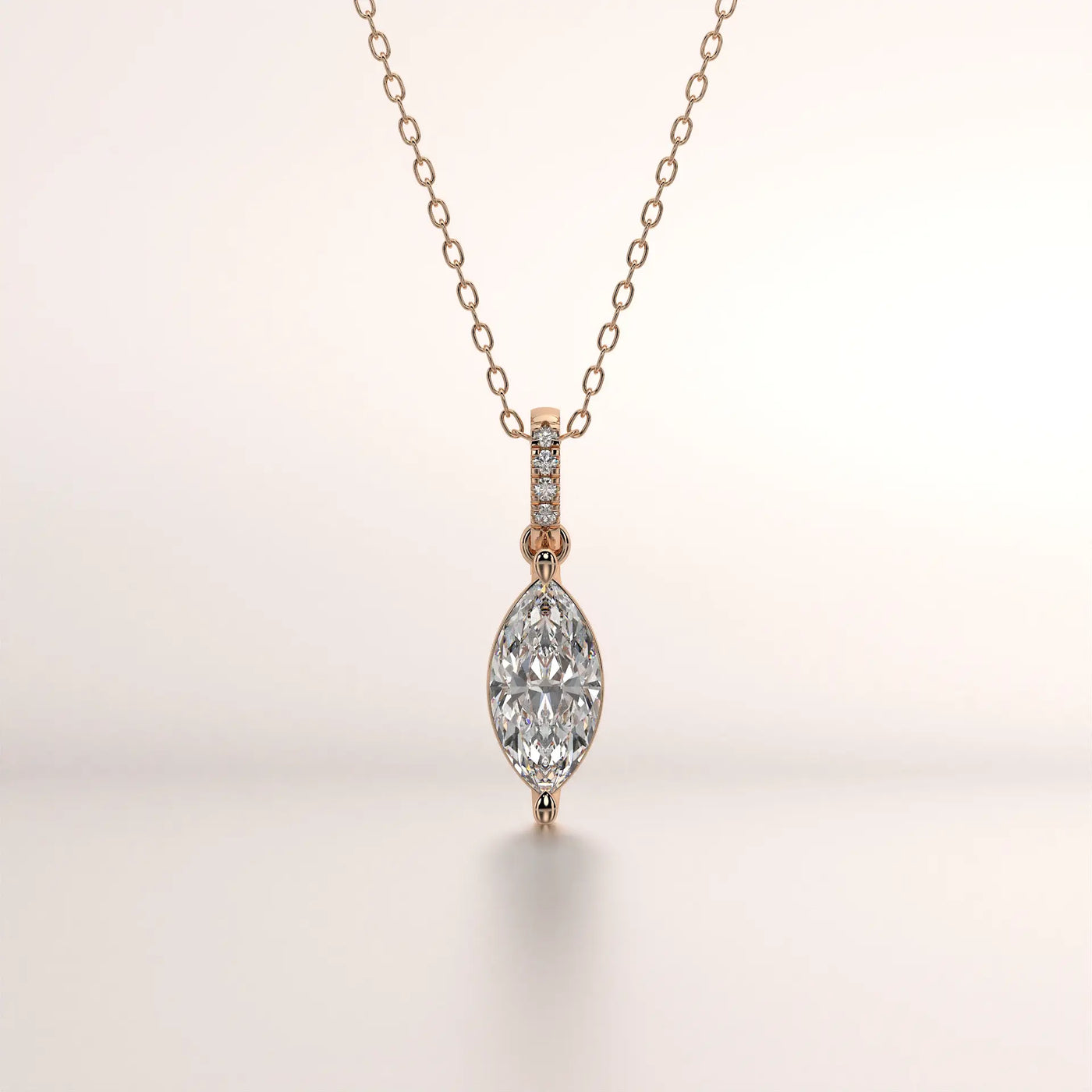 pendant solitaire diamond rose gold base front