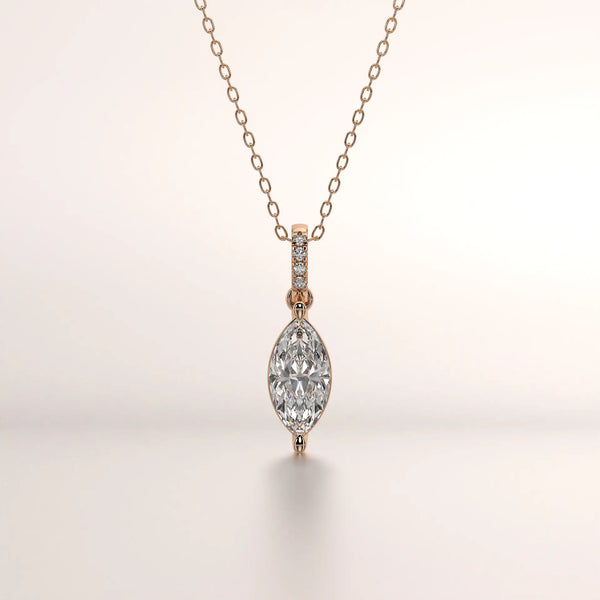 pendant solitaire diamond rose gold base front