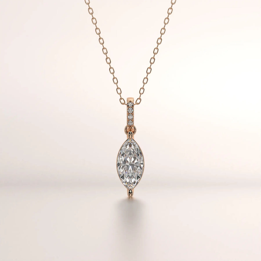 pendant solitaire diamond rose gold base front